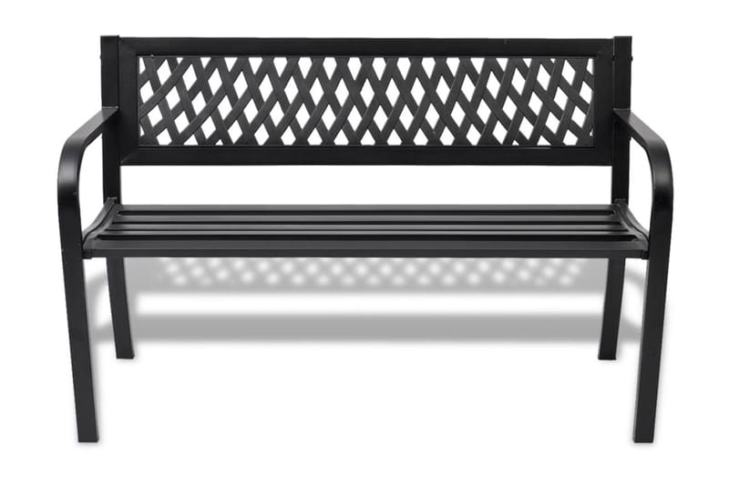 Trädgårdsbänk 118 cm stål svart - Svart - Utemöbler - Utesoffa - Trädgårdsbänk & utebänk