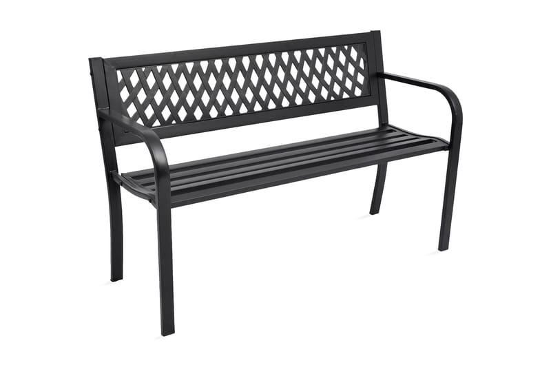 Trädgårdsbänk 118 cm stål svart - Svart - Utemöbler - Utesoffa - Trädgårdsbänk & utebänk
