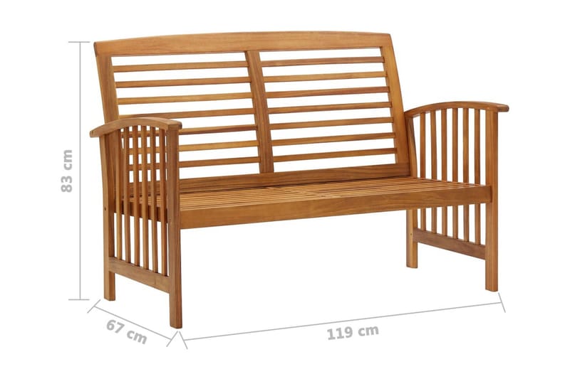 Trädgårdsbänk 119 cm massivt akaciaträ - Brun - Trädgårdsbänk & utebänk