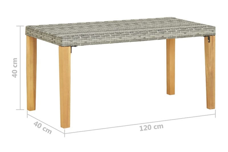 Trädgårdsbänk 120 cm grå konstrotting och massivt akaciaträ - Grå - Utemöbler - Utesoffa - Trädgårdsbänk & utebänk