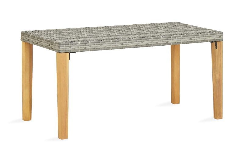 Trädgårdsbänk 120 cm grå konstrotting och massivt akaciaträ - Grå - Utemöbler - Utesoffa - Trädgårdsbänk & utebänk