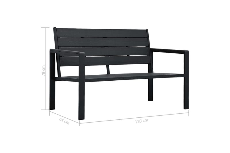 Trädgårdsbänk 120 cm HDPE svart träutseende - Svart - Utemöbler - Utesoffa - Trädgårdsbänk & utebänk