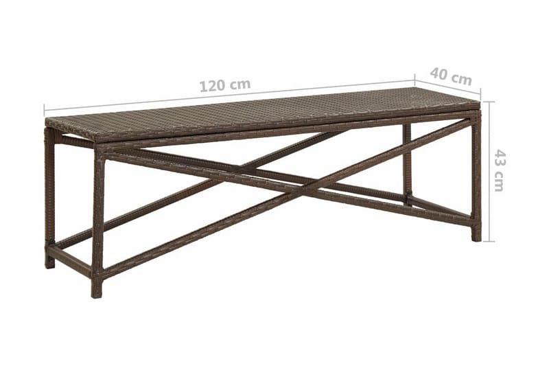 Trädgårdsbänk 120 cm konstrotting brun - Brun - Utemöbler - Utesoffa - Trädgårdsbänk & utebänk