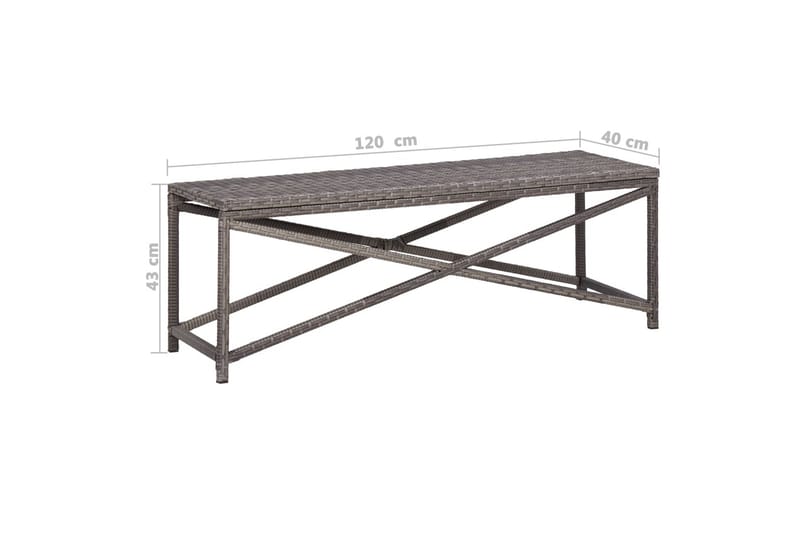 Trädgårdsbänk 120 cm konstrotting grå - Grå - Utemöbler - Utesoffa - Trädgårdsbänk & utebänk