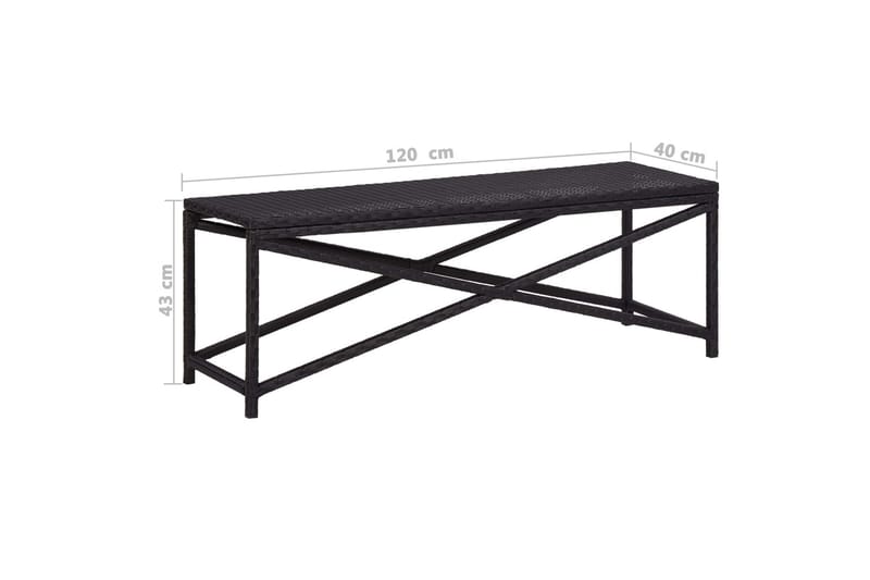Trädgårdsbänk 120 cm konstrotting svart - Svart - Utemöbler - Utesoffa - Trädgårdsbänk & utebänk