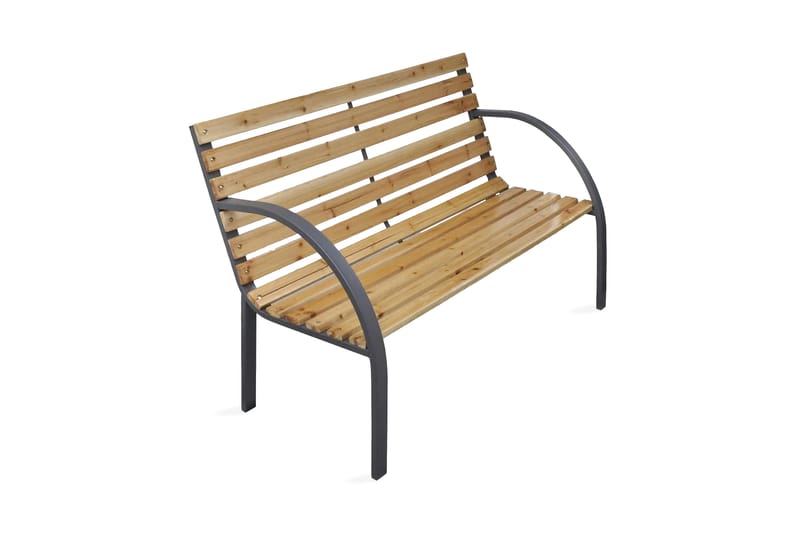 Trädgårdsbänk 120 cm trä och järn - Brun - Utemöbler - Utesoffa - Trädgårdsbänk & utebänk