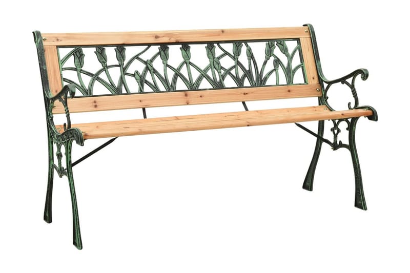 Trädgårdsbänk 122 cm gjutjärn och massivt granträ - Brun - Utemöbler - Utesoffa - Trädgårdsbänk & utebänk