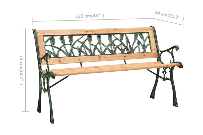 Trädgårdsbänk 122 cm gjutjärn och massivt granträ - Brun - Utemöbler - Utesoffa - Trädgårdsbänk & utebänk