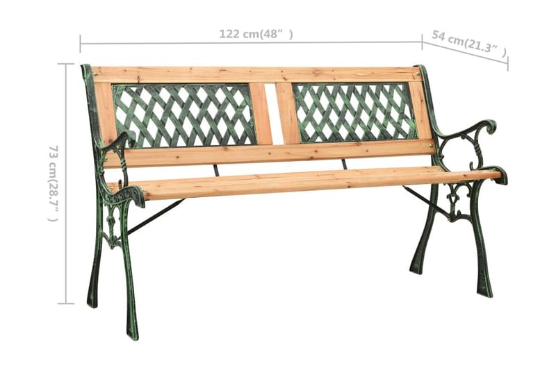 Trädgårdsbänk 122 cm gjutjärn och massivt granträ - Brun - Utemöbler - Utesoffa - Trädgårdsbänk & utebänk