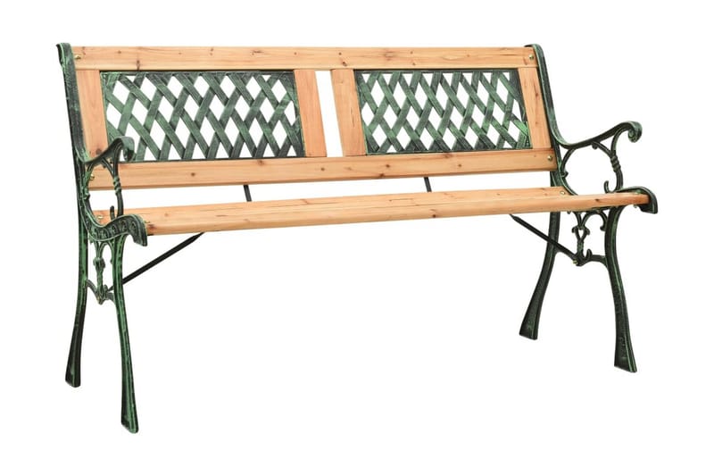 Trädgårdsbänk 122 cm gjutjärn och massivt granträ - Brun - Utemöbler - Utesoffa - Trädgårdsbänk & utebänk