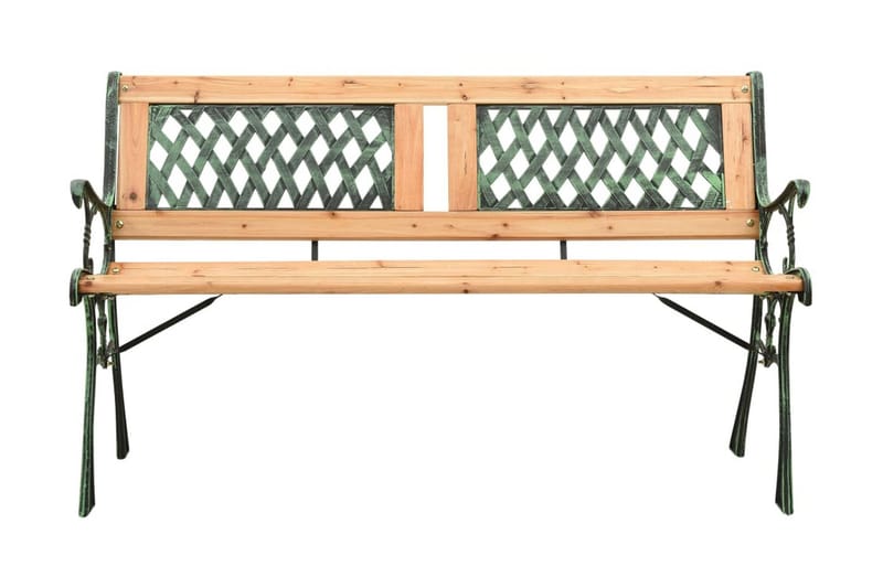 Trädgårdsbänk 122 cm gjutjärn och massivt granträ - Brun - Trädgårdsbänk & utebänk