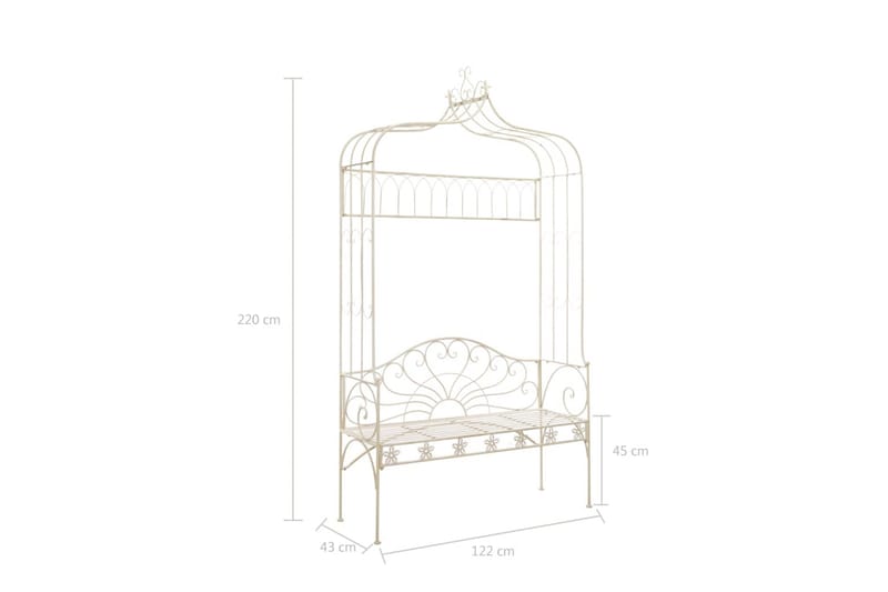 Trädgårdsbänk 122 cm järn antikvit - Vit - Utemöbler - Utesoffa - Trädgårdsbänk & utebänk