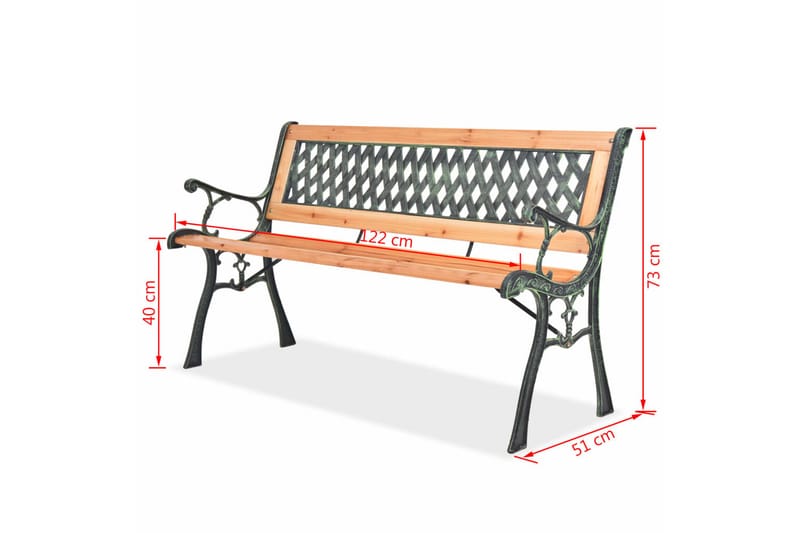 Trädgårdsbänk 122 cm trä - Brun - Utemöbler - Utesoffa - Trädgårdsbänk & utebänk