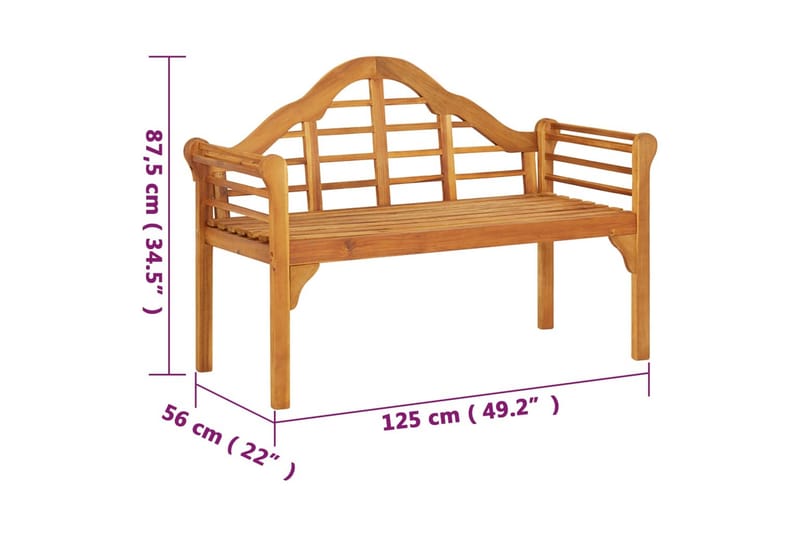 Trädgårdsbänk 125 cm massivt akaciaträ - Brun - Trädgårdsbänk & utebänk