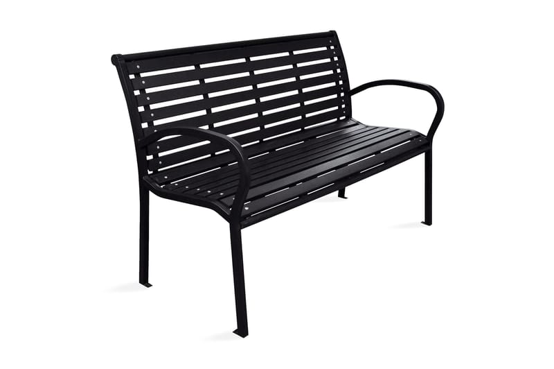 Trädgårdsbänk 125 cm stål och WPC svart - Svart - Utemöbler - Utesoffa - Trädgårdsbänk & utebänk
