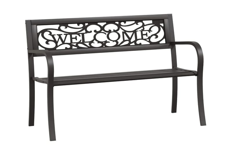 Trädgårdsbänk 125 cm stål svart - Svart - Utemöbler - Utesoffa - Trädgårdsbänk & utebänk