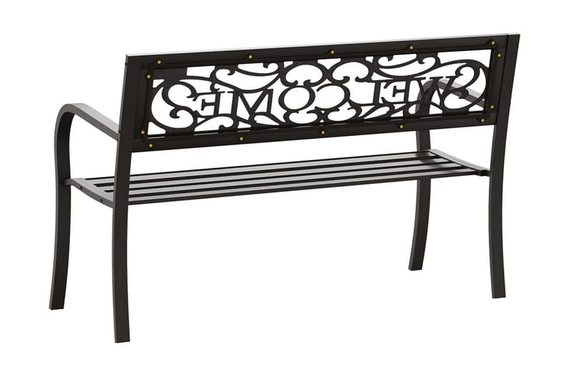 Trädgårdsbänk 125 cm stål svart - Svart - Utemöbler - Utesoffa - Trädgårdsbänk & utebänk