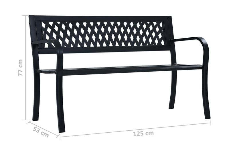 Trädgårdsbänk 125 cm svart stål - Svart - Trädgårdsbänk & utebänk