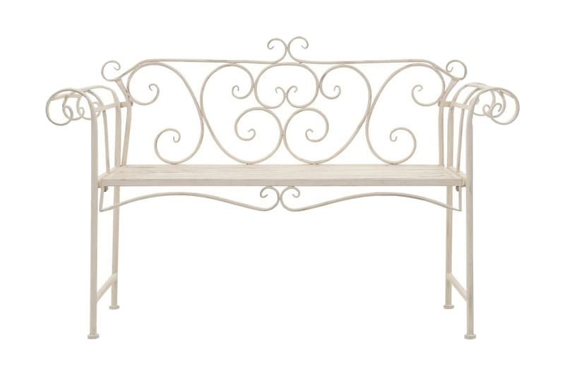 Trädgårdsbänk 132 cm metall antikvit - Vit - Utemöbler - Utesoffa - Trädgårdsbänk & utebänk