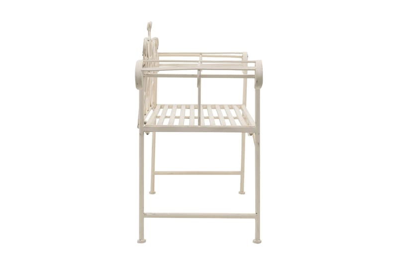 Trädgårdsbänk 132 cm metall antikvit - Vit - Utemöbler - Utesoffa - Trädgårdsbänk & utebänk