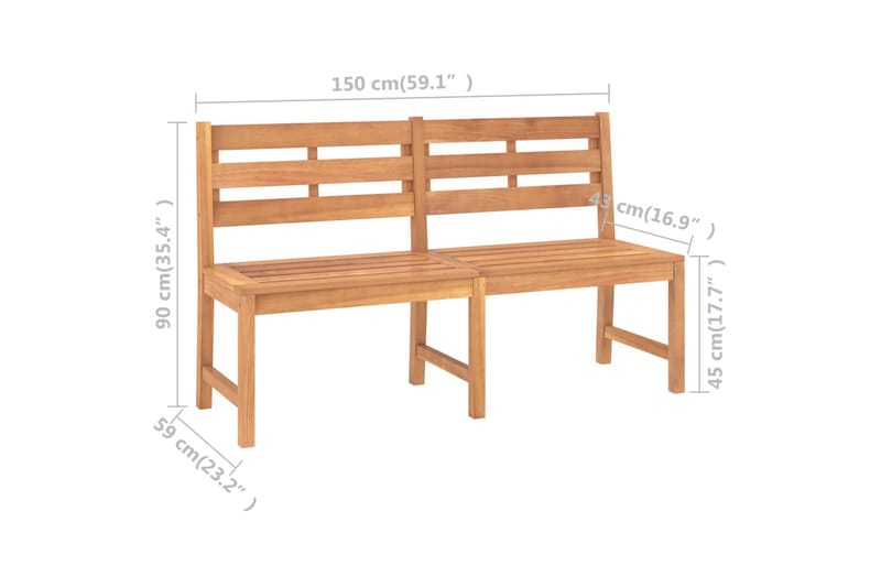 Trädgårdsbänk 150 cm massiv teak - Brun - Utemöbler - Utesoffa - Trädgårdsbänk & utebänk