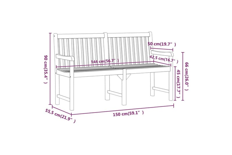 Trädgårdsbänk 150 cm massivt akaciaträ - Brun - Trädgårdsbänk & utebänk