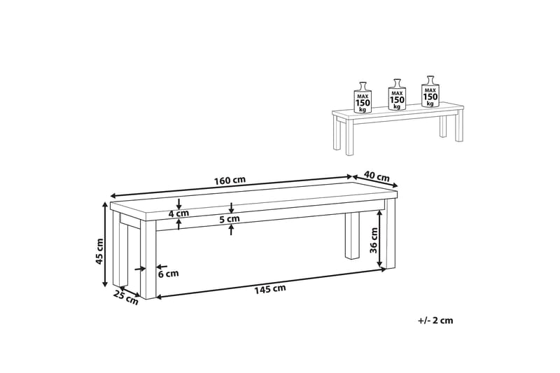 Trädgårdsbänk 160 cm grå OSTUNI - Grå - Utemöbler - Utesoffa - Trädgårdsbänk & utebänk