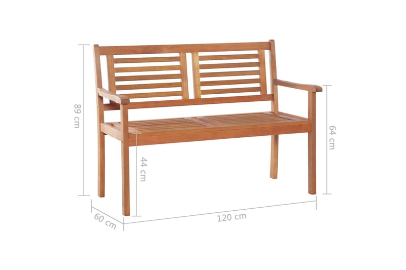 Trädgårdsbänk 2-sits 120 cm massivt eukalyptusträ - Brun - Utemöbler - Utesoffa - Trädgårdsbänk & utebänk