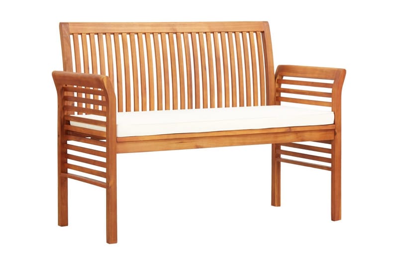 Trädgårdsbänk 2-sits med dyna 120 cm massivt akaciaträ - Brun - Utemöbler - Utesoffa - Trädgårdsbänk & utebänk