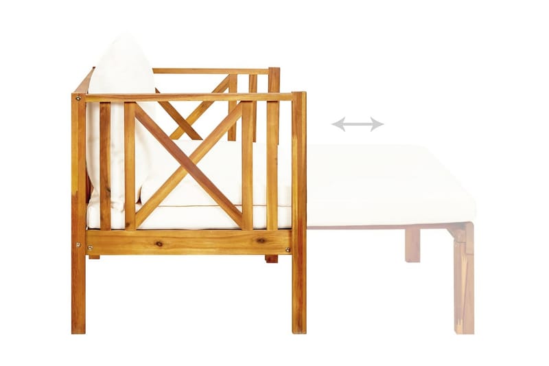 Trädgårdsbänk 2-sits med dynor 122 cm massivt akaciaträ - Kräm - Utemöbler - Utesoffa - Trädgårdsbänk & utebänk