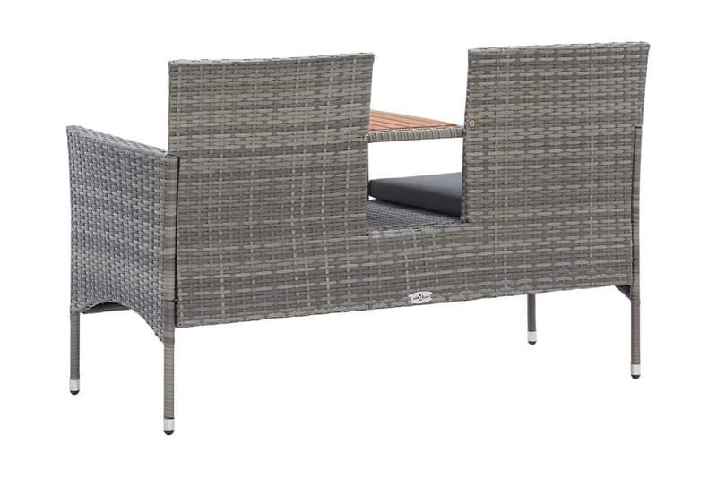 Trädgårdsbänk 2-sits med Utebord 143 cm konstrotting grå - Grå - Utemöbler - Utesoffa - Trädgårdsbänk & utebänk