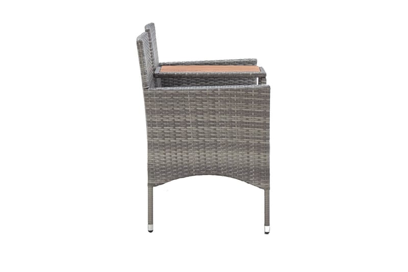 Trädgårdsbänk 2-sits med Utebord 143 cm konstrotting grå - Grå - Utemöbler - Utesoffa - Trädgårdsbänk & utebänk