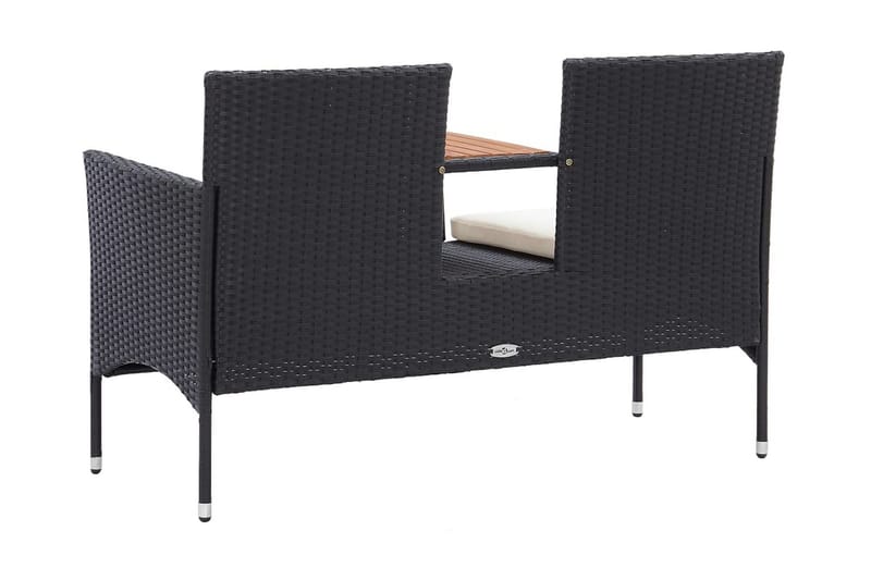 Trädgårdsbänk 2-sits med Utebord 143 cm konstrotting svart - Svart - Utemöbler - Utesoffa - Trädgårdsbänk & utebänk