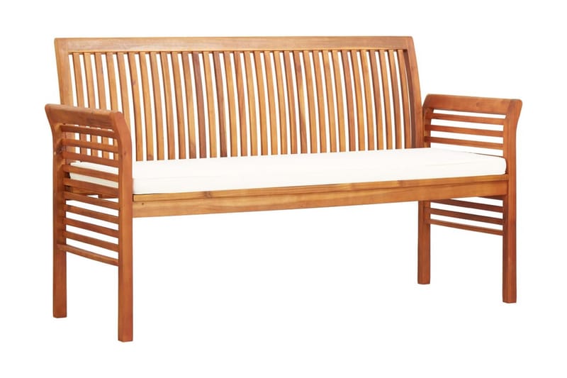 Trädgårdsbänk 3-sits med dyna 150 cm massivt akaciaträ - Brun - Utemöbler - Utesoffa - Trädgårdsbänk & utebänk