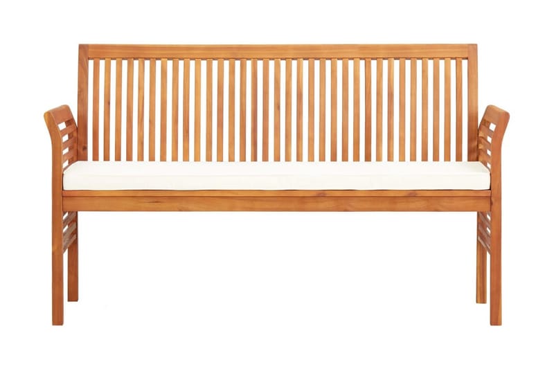 Trädgårdsbänk 3-sits med dyna 150 cm massivt akaciaträ - Brun - Utemöbler - Utesoffa - Trädgårdsbänk & utebänk