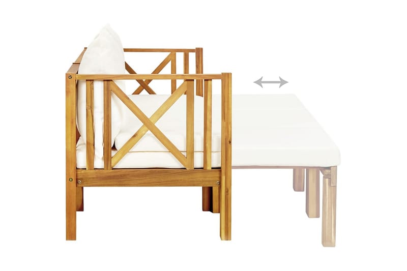 Trädgårdsbänk 3-sits med dynor 179 cm massivt akaciaträ - Kräm - Utemöbler - Utesoffa - Trädgårdsbänk & utebänk