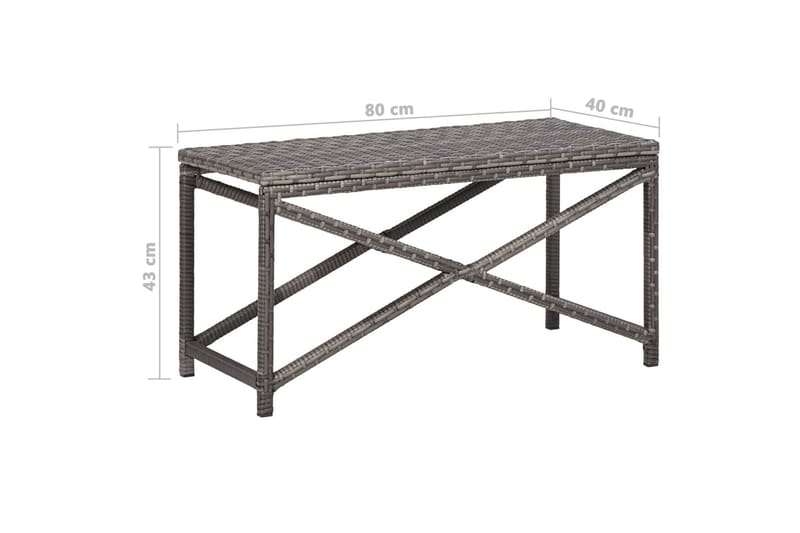 Trädgårdsbänk 80 cm konstrotting grå - Grå - Utemöbler - Utesoffa - Trädgårdsbänk & utebänk