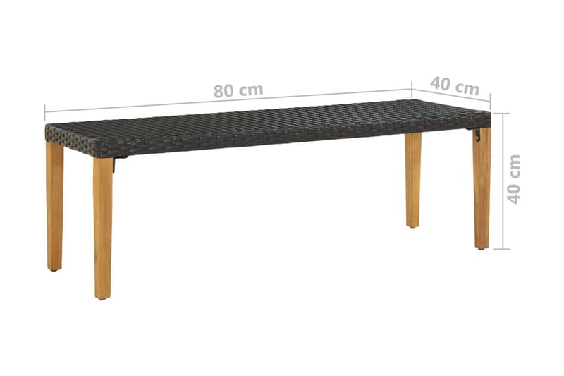 Trädgårdsbänk 80 cm konstrotting svart - Svart - Utemöbler - Utesoffa - Trädgårdsbänk & utebänk
