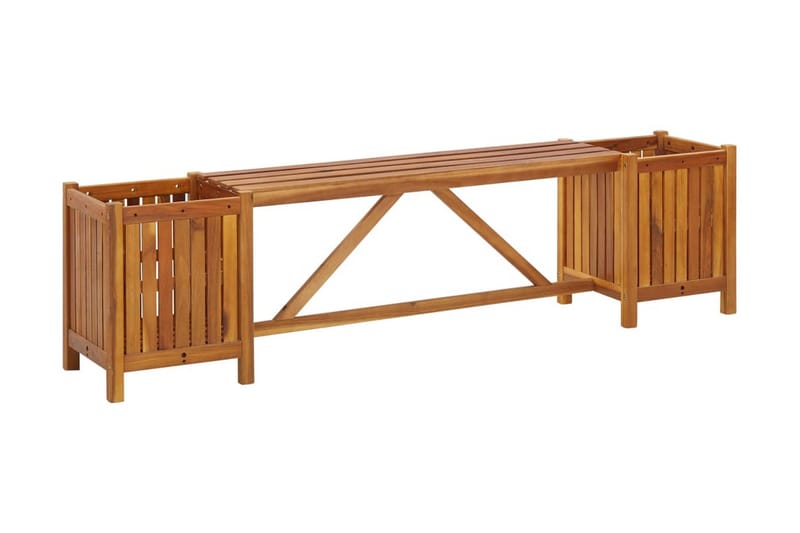 Trädgårdsbänk med 2 odlingslådor 150x30x40 cm massivt akacia - Brun - Utemöbler - Utesoffa - Trädgårdsbänk & utebänk