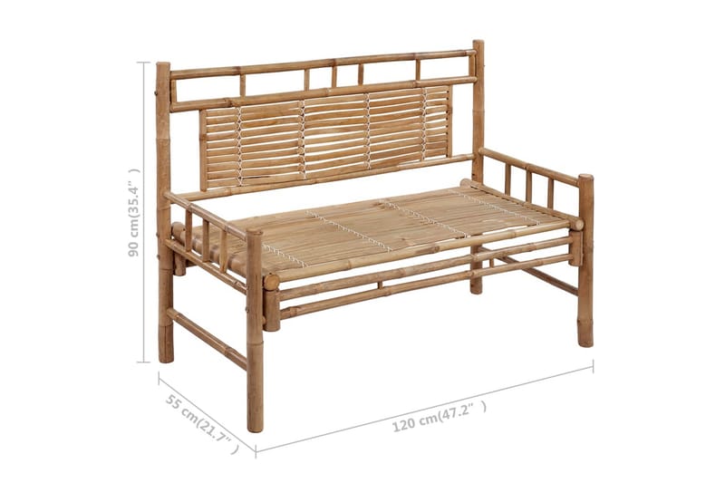 Trädgårdsbänk med dyna 120 cm bambu - Svart - Utemöbler - Utesoffa - Trädgårdsbänk & utebänk