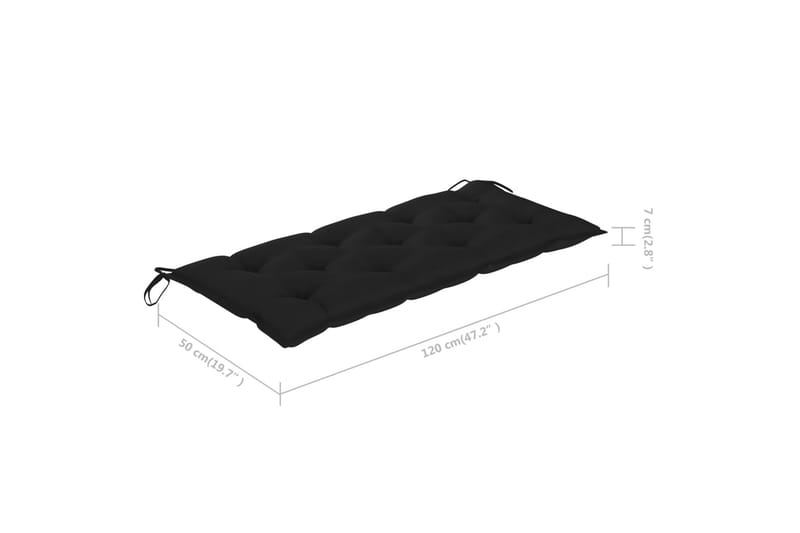 Trädgårdsbänk med dyna 120 cm bambu - Svart - Utemöbler - Utesoffa - Trädgårdsbänk & utebänk