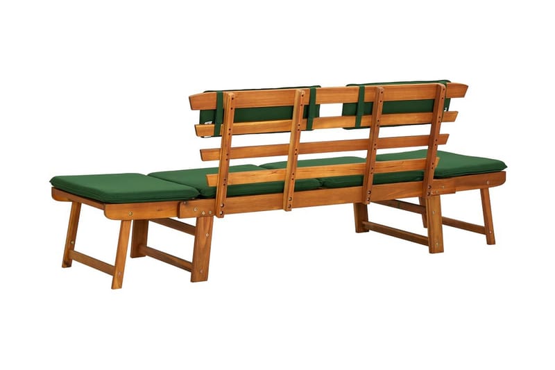 Trädgårdsbänk med dynor 2-i-1 190 cm massivt akaciaträ - Grön - Utemöbler - Utesoffa - Trädgårdsbänk & utebänk