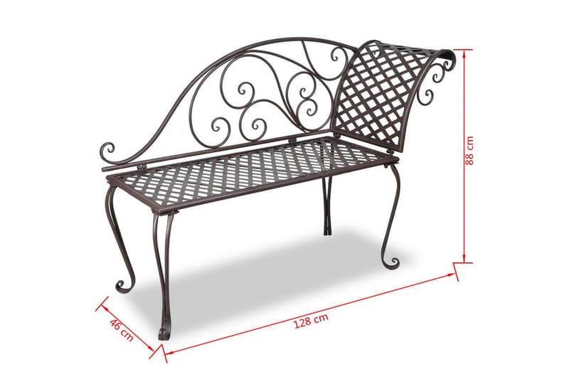 Trädgårdsbänk schäslong 128 cm antikbrun - Brun - Utemöbler - Utesoffa - Trädgårdsbänk & utebänk