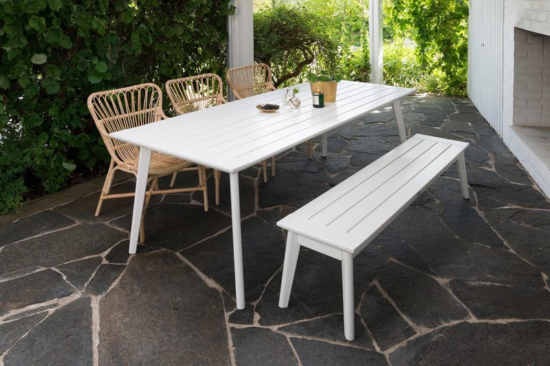 Utestoltö Bänk Utomhus 185 cm Vit - Hillerstorp - Utemöbler - Utesoffa - Trädgårdsbänk & utebänk