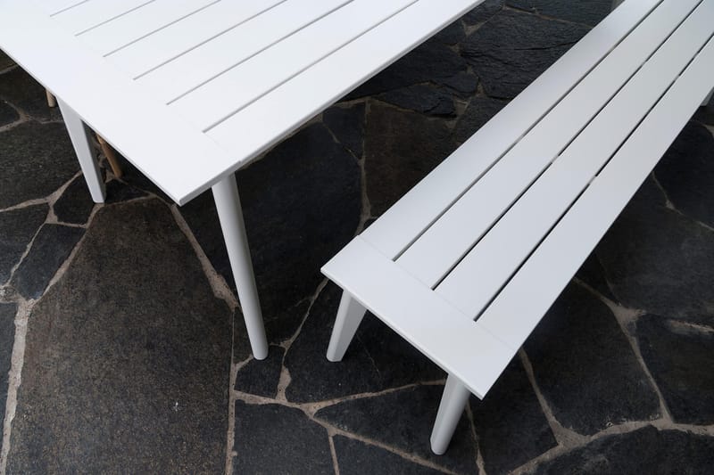 Utestoltö Bänk Utomhus 185 cm Vit - Hillerstorp - Utemöbler - Utesoffa - Trädgårdsbänk & utebänk