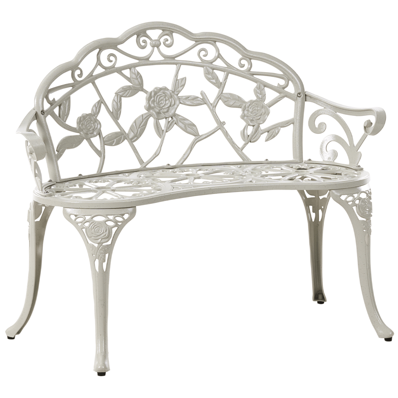 Trädgårdsbänk Piura 88 cm Aluminum - Vit - Utemöbler - Utesoffa - Trädgårdsbänk & utebänk