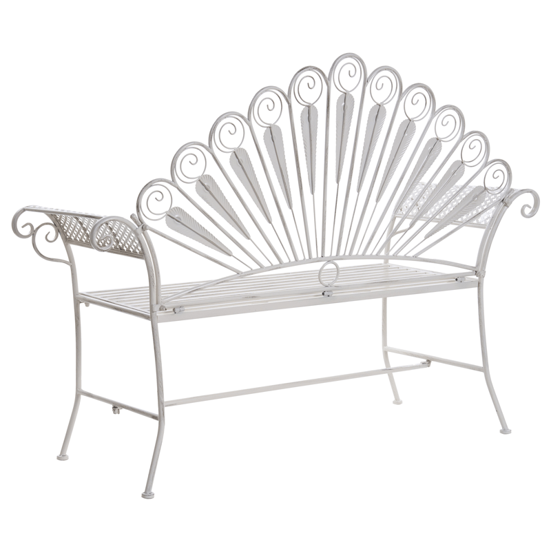 Trädgårdsbänk Pavia 146 cm Järn - Vit - Utemöbler - Utesoffa - Trädgårdsbänk & utebänk