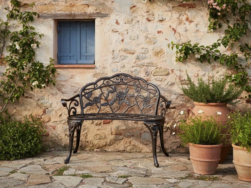 Trädgårdsbänk Piura 88 cm Aluminum - Brun - Utemöbler - Utesoffa - Trädgårdsbänk & utebänk