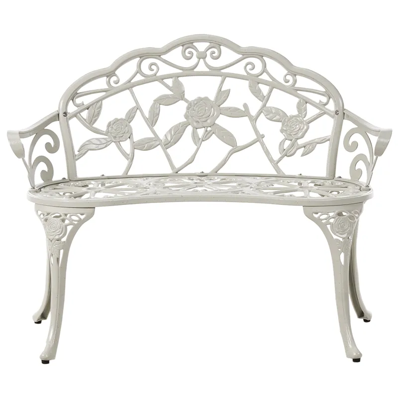 Trädgårdsbänk Piura 88 cm Aluminum, Vit