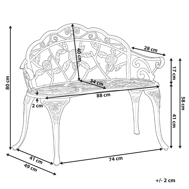 Trädgårdsbänk Piura 88 cm Aluminum - Vit - Utemöbler - Utesoffa - Trädgårdsbänk & utebänk